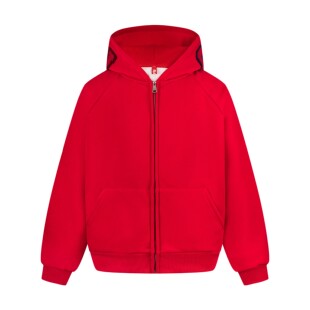 FOCK 国潮马年字母过肩绣重磅开衫连帽卫衣男女宽松慵懒阔版外套