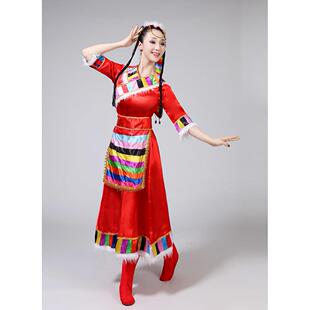 水袖 新款 藏族广场舞服装 女藏族舞蹈演出服 舞蹈服饰 藏族演出服装