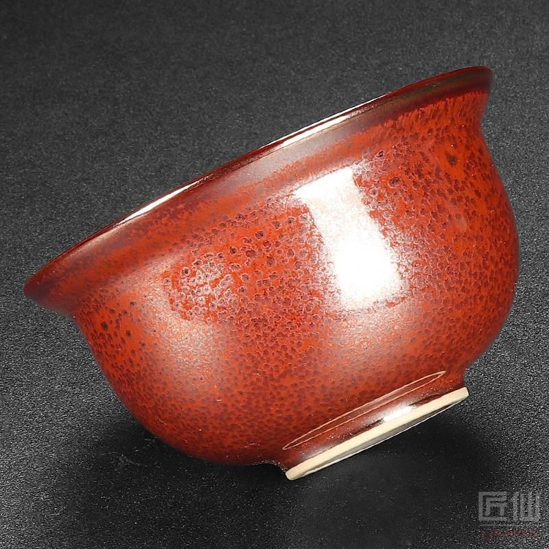 陈为椿建盏盖碗茶杯天目釉火龙铁胎三才盖碗泡茶大号单个大师级