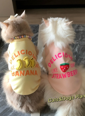 宠物狗狗猫咪衣服春秋冬保暖衣立体香蕉草莓背心可爱防掉毛金渐层