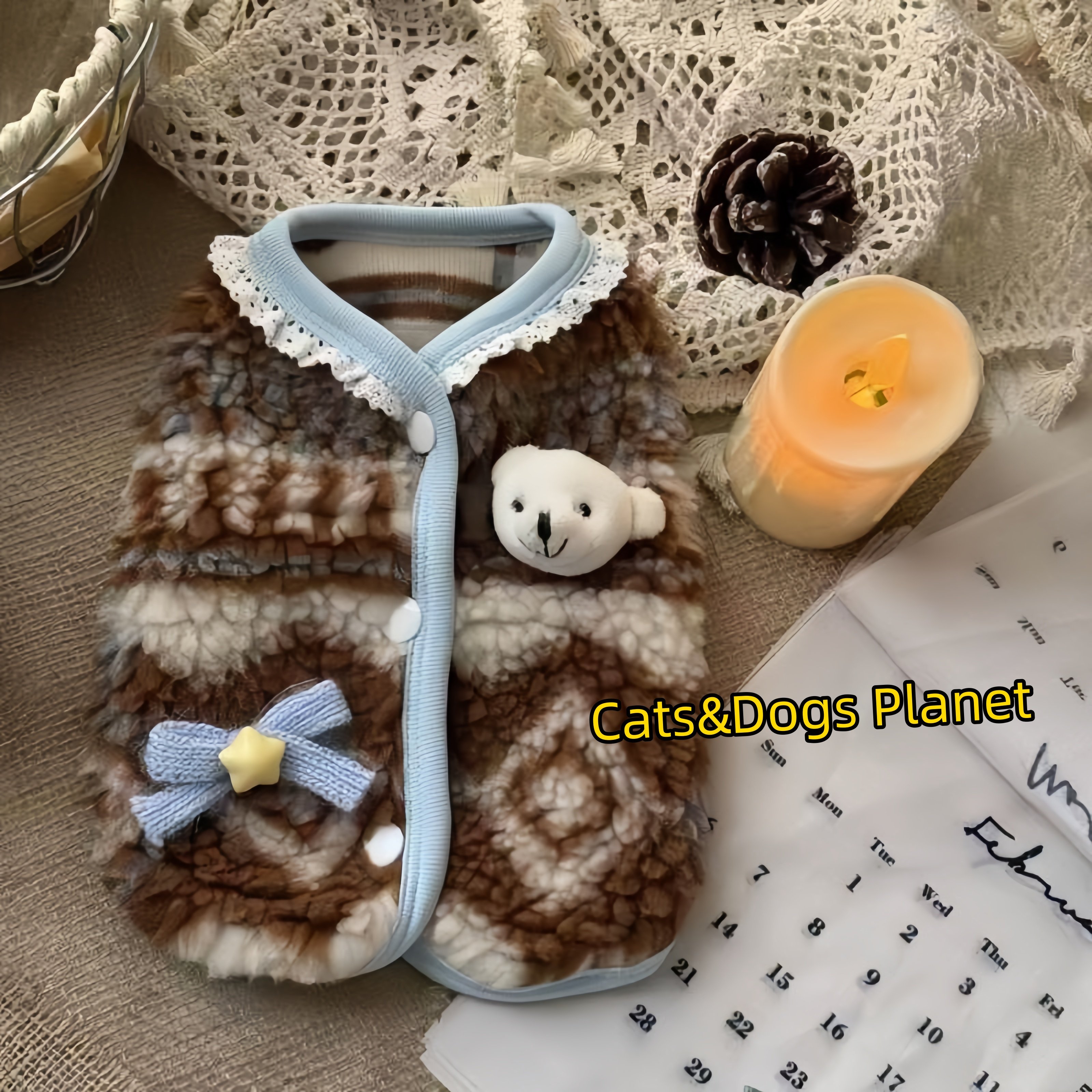 秋冬宠物毛衣背心冬季保暖猫咪狗狗可爱小熊蕾丝边衣服小型犬比熊,宠物/宠物食品及用品,猫宠物服装/雨衣（新）,淘宝优惠券,粉丝福利购,淘宝优惠卷