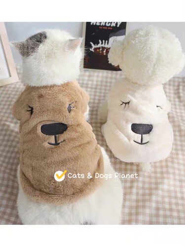 梦游熊猫咪柔软毛绒背心狗狗衣服
