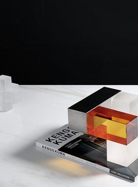 简约现代水晶创意轻奢软装饰品几何D书房桌面摆件样板房间家居摆