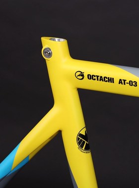 @自行车八霸-03单速死场框A架集全碳前叉锥形头管蓝色和黄色