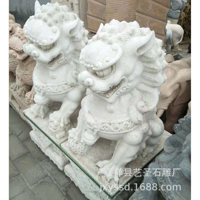 厂家直销低价石雕石狮子汉白玉动物雕刻酒店门口镇宅石雕狮子