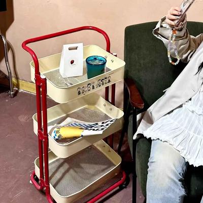 小推车置物架碳钢落地多层婴儿用品零食推车客厅厨房可移动收纳架
