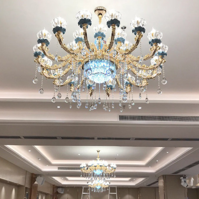 欧式客厅吊灯玄关门厅餐厅卧室锌合金蜡烛水晶灯宴会厅大尺寸吊灯