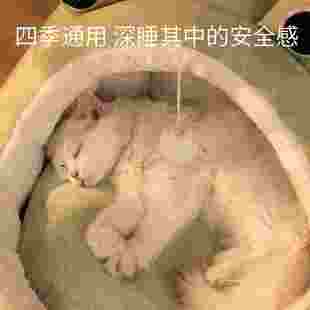 猫窝冬季 垫子猫咪睡觉用房子 通用狗窝冬天宠物床半封闭式 保暖四季