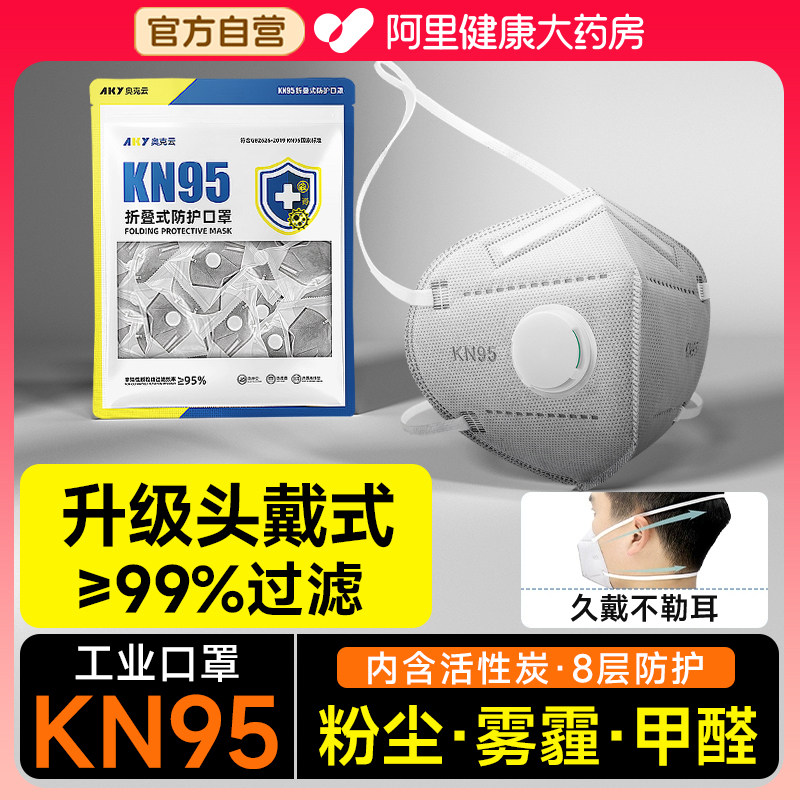 头戴式防尘口罩n95防工业粉尘防尘肺正品重度kn95一次性易呼吸