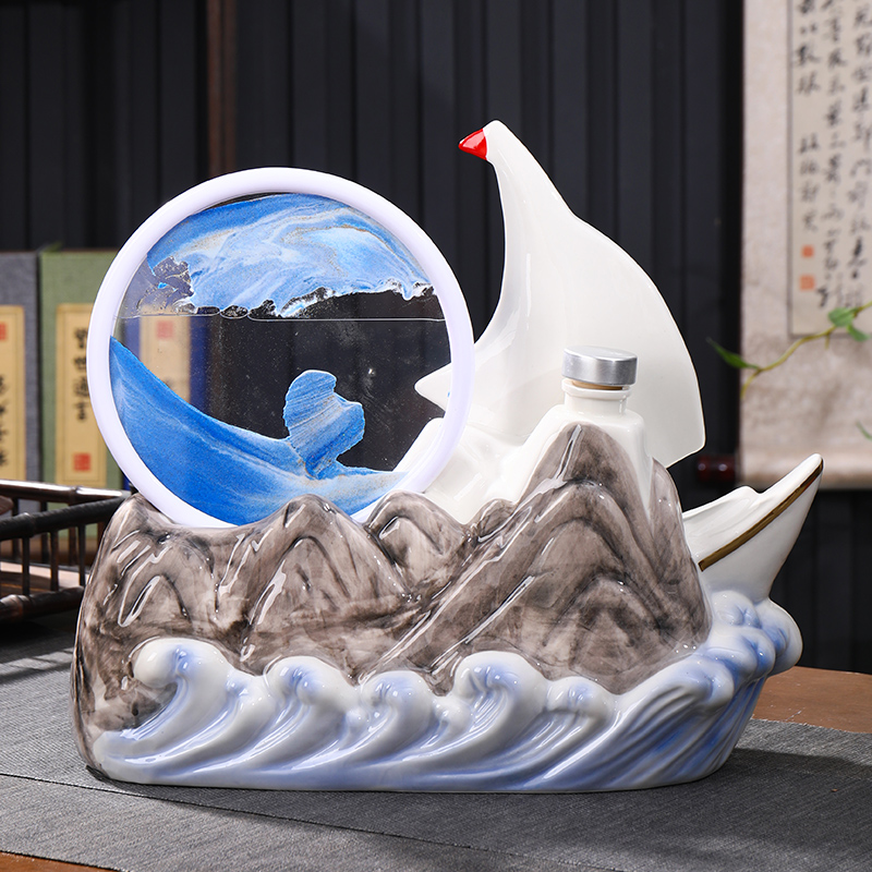 景德镇陶瓷酒瓶五斤装 珐琅瓷一帆风顺5斤装带礼盒空酒具摆设酒壶