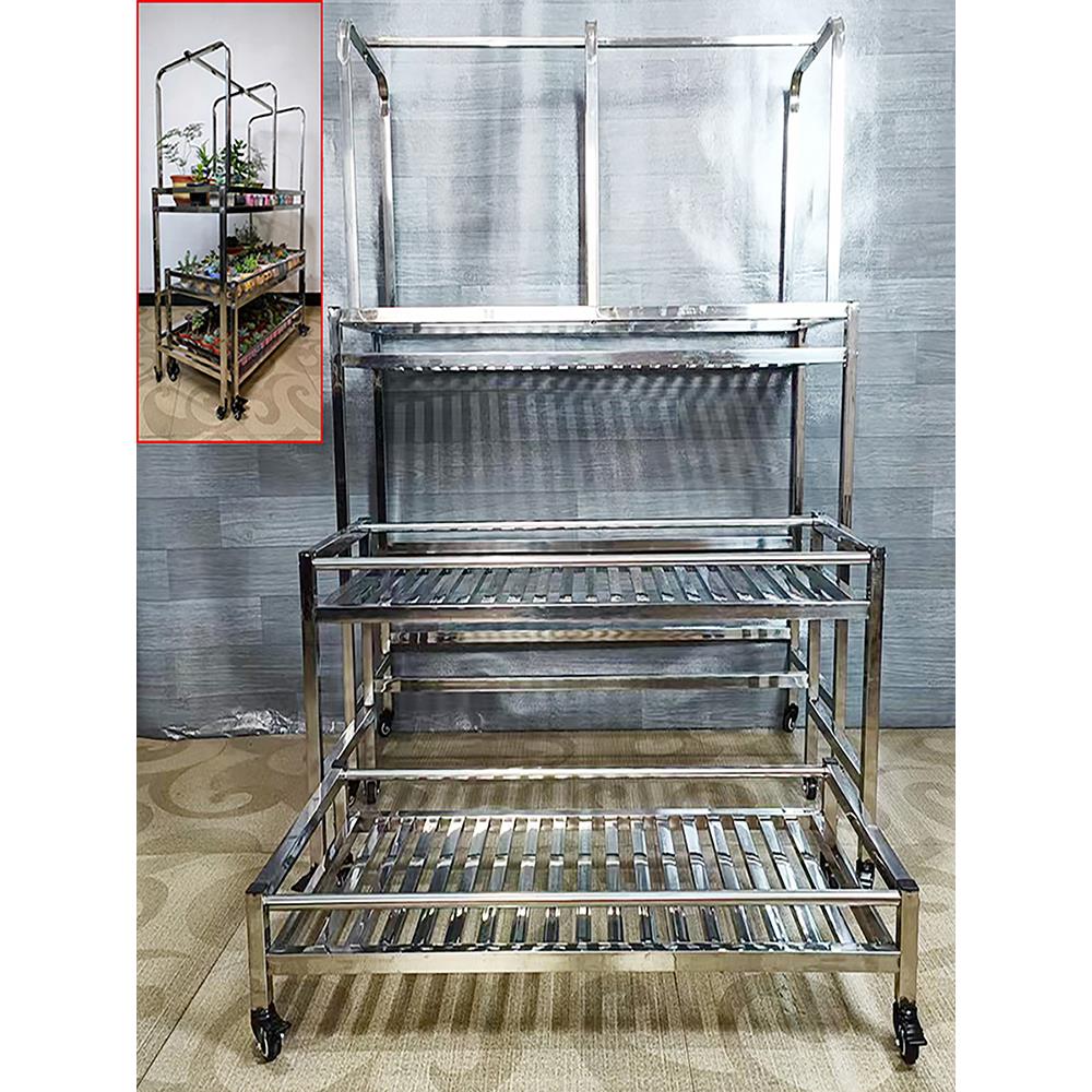 不锈钢多层多肉花盆架阳台户外庭院落地带轮移动折叠推拉现代简约