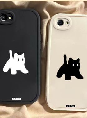 适用OPPOA3新款A3S手机壳A3pro硅胶A3i软A32全包A33防摔A35男女A36卡通A37时尚A39防滑保护套爆款可爱黑白猫