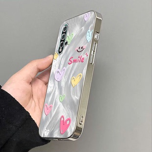 适用华为nova3/4/5手机壳nova3E3i电镀透明壳全包nova4E防摔nova5Pro外壳5iPro防滑5Z5T网红时尚爆款羽纱爱心