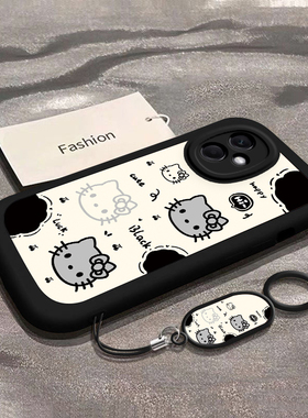 适用红米Note12手机壳探索版新款12Pro/Pro+/极速版硅胶12R/RPro爆款12Turbo/12TPro创意动漫新年黑色KT猫