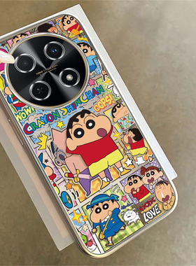 适用华为畅享50/60/70/80电镀银手机壳Pro全包wikohi畅享70/80prp防摔X时尚S创意plus高级M网红男女涂鸦小新