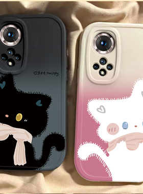 适用荣耀50新款50pro手机壳50se全包x50硅胶X50i网红X50i+爆款X50proX50GT畅玩50时尚50m小众50plus黑白猫咪