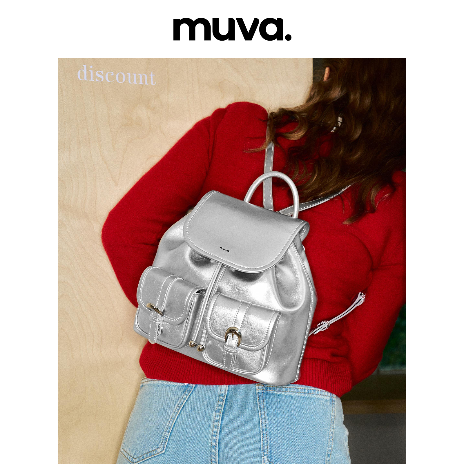 Muvac牛仔双肩包女士背包