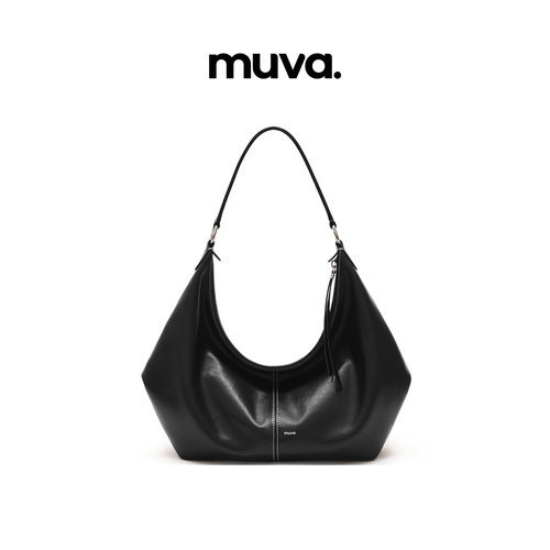 muva.头层植鞣牛皮饺子包 腋下单肩大容量双肩带可斜挎2025年新品