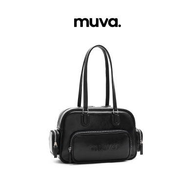 muva.油蜡皮复古保龄球包 大容量单肩包女真皮多口袋2024年新品