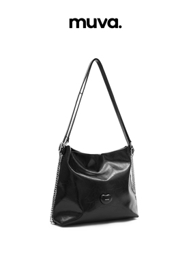 MUVA慵懒风托特银色双肩包高级感大容量通勤包