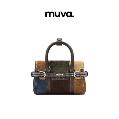 muva撞色手提小众通勤包