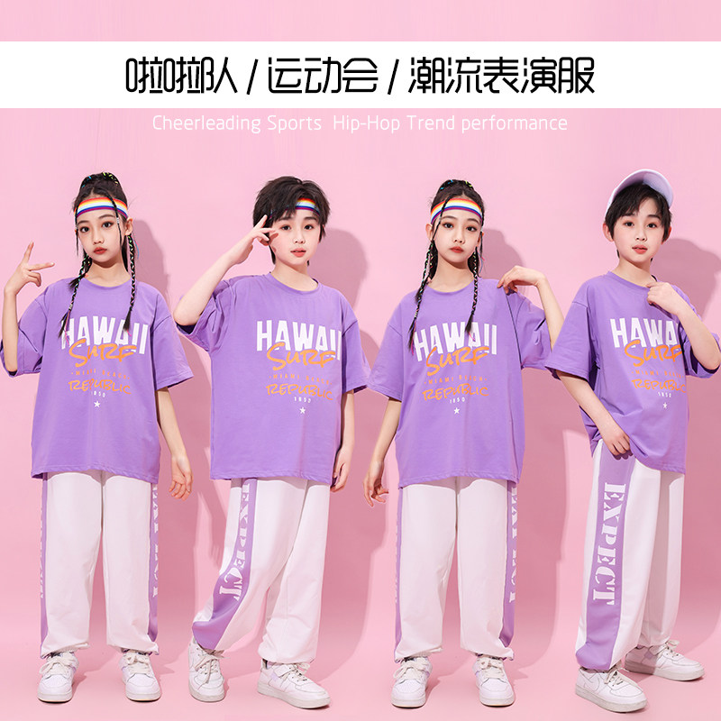 夏季儿童啦啦队演出服架子鼓爵士舞练功服小学生校园啦啦操表演服