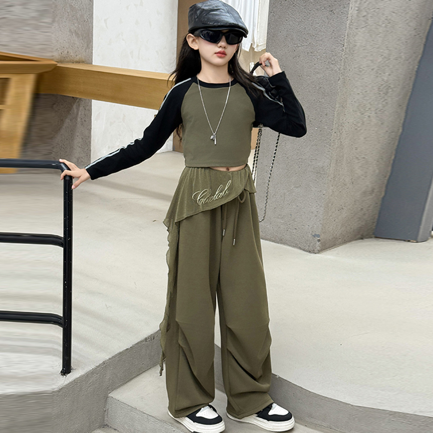 女童爵士舞服装韩版露脐上衣