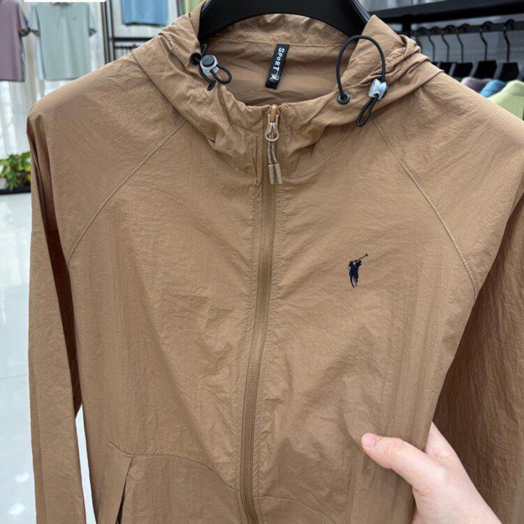 正品保罗男士防晒服外套长袖连帽拉链夏季户外小马标运动冲锋衣服