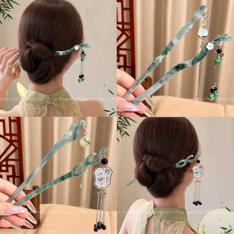 古风发簪女新中式步摇流苏旗袍簪子马面裙汉服配饰丸子头盘发发钗