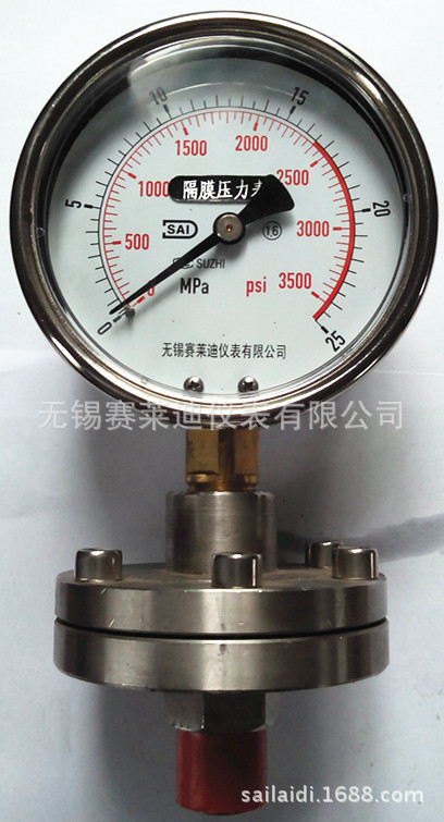 隔膜压力表不锈钢 耐震隔膜式压力表 隔膜式压力表法兰式 Y-100ML