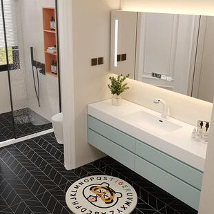 浴室大面积置物微晶石洗漱台一体盆无缝孔防渗洗手台盆尺寸可切割