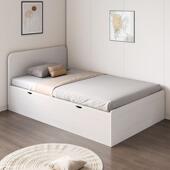 现代简约储物单双人床1M1.2M高箱收纳简约板式 气压床侧翻靠墙 床