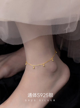 S925银圆珠脚链女网红同
