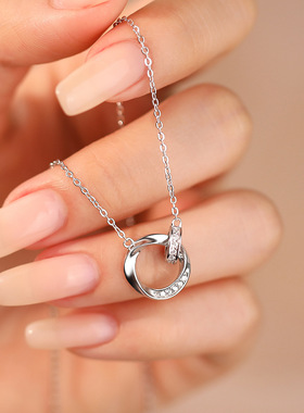 s999纯银莫比乌斯环项链女轻奢小