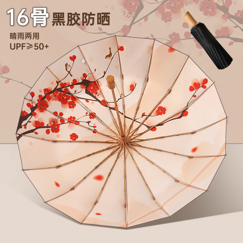 黑胶伞折叠防晒防紫外线女