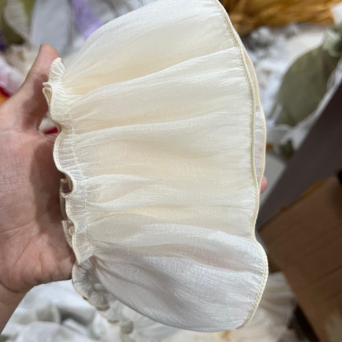 7cm宽柔软真丝肌理褶皱木耳边服装裙摆窗帘DIY家居花边辅料
