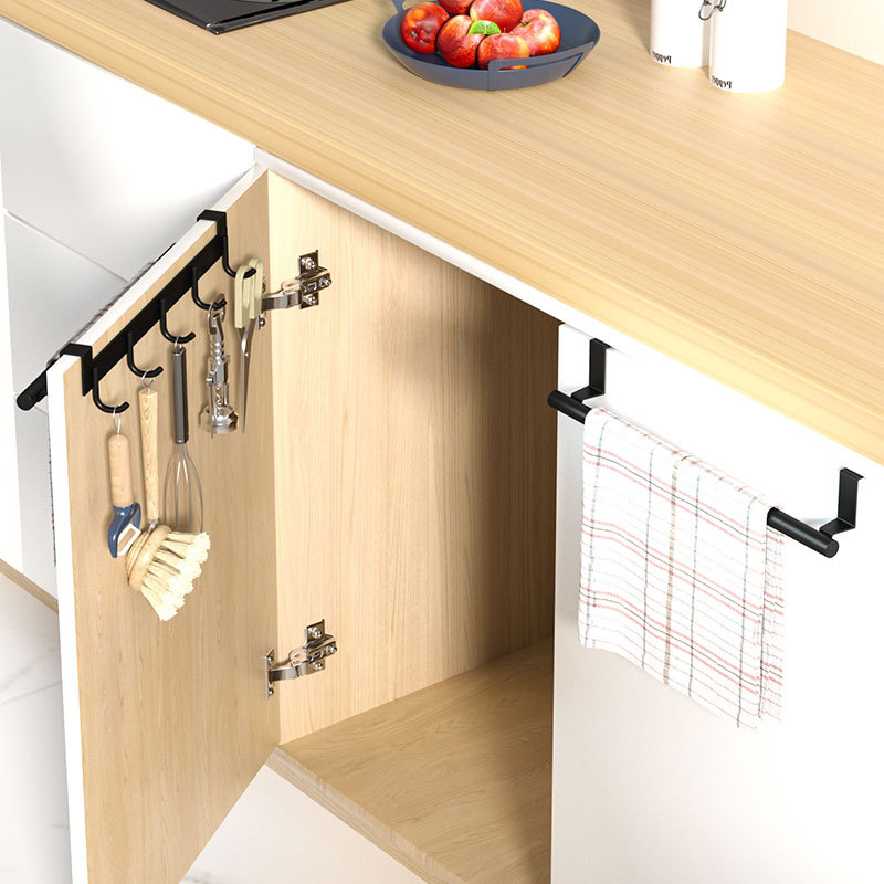 洁尼丹跨境厨房抹布架多用途挂钩毛巾架橱柜门背式挂杆免打孔单杆