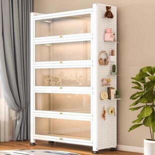 拉车套罩钢制书架带门玻璃书柜落地防尘铁皮手办展示柜家用储物柜