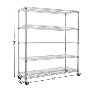 艾科堡不锈钢货架5k层907 1800镀铬线网移动展示架仓储货架冷 609