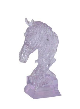 北欧轻奢浅蓝色马头树脂摆件x后现代酒店别墅展厅玄关动物软装饰