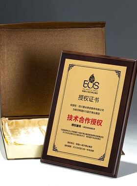 木质授权奖牌水晶奖杯颁奖定制E刻字木质牌匾木托荣誉聘书定做