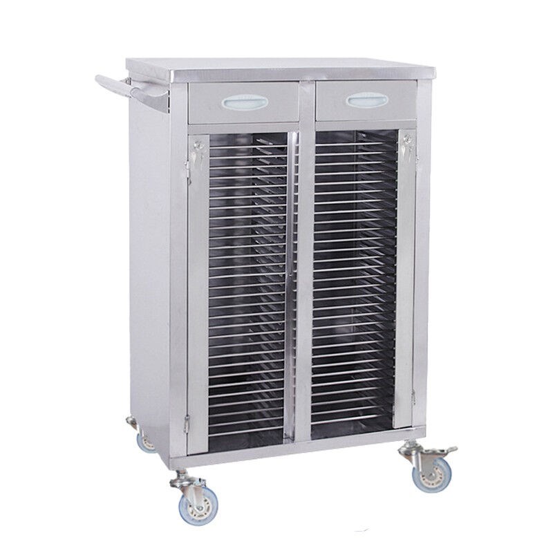 稳斯坦W7c383不锈钢病历夹手推车单双排病历档案管理存放柜病例夹