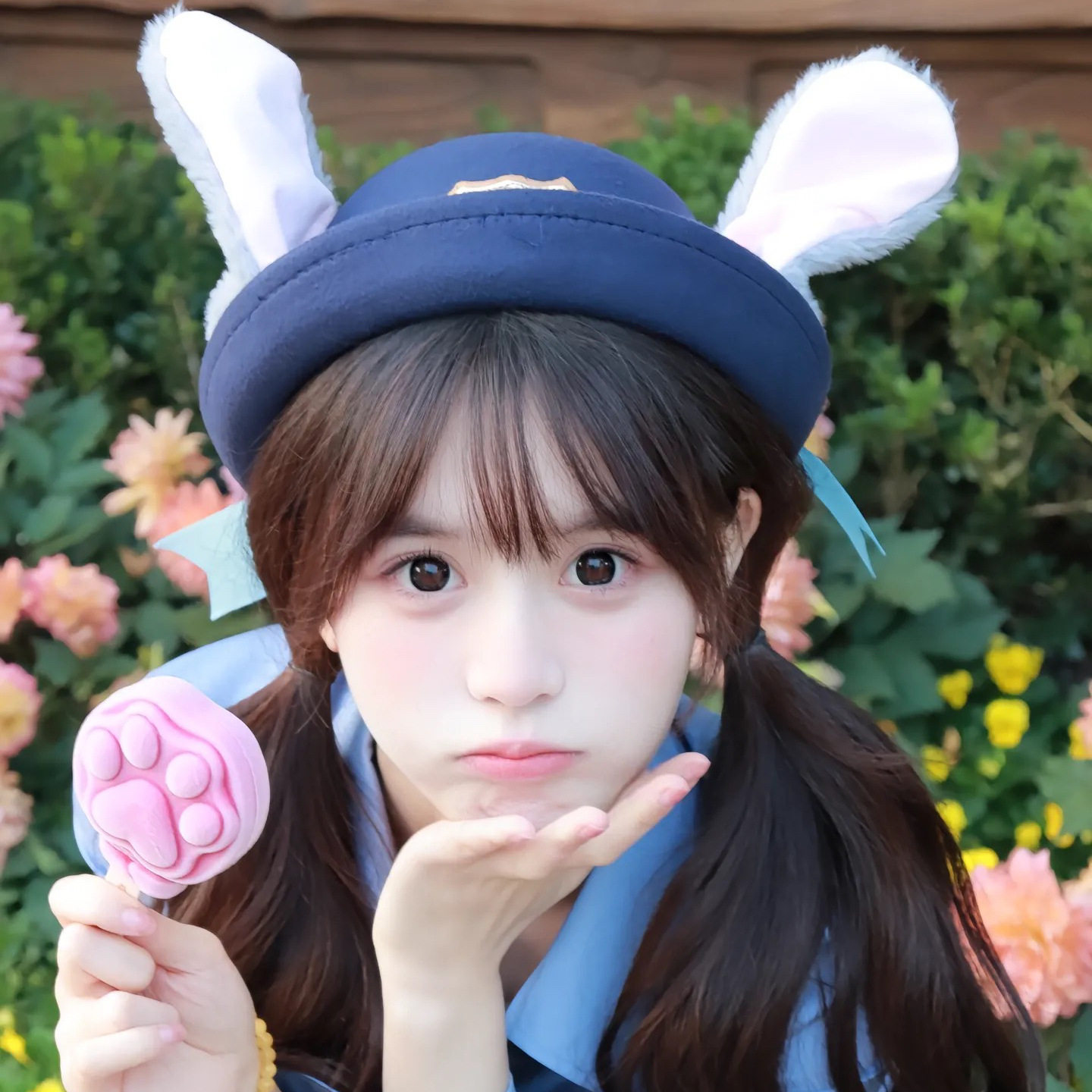 渔夫帽女春季新款贝雷帽卡通朱迪礼帽圆顶疯狂动物城兔子警官帽子