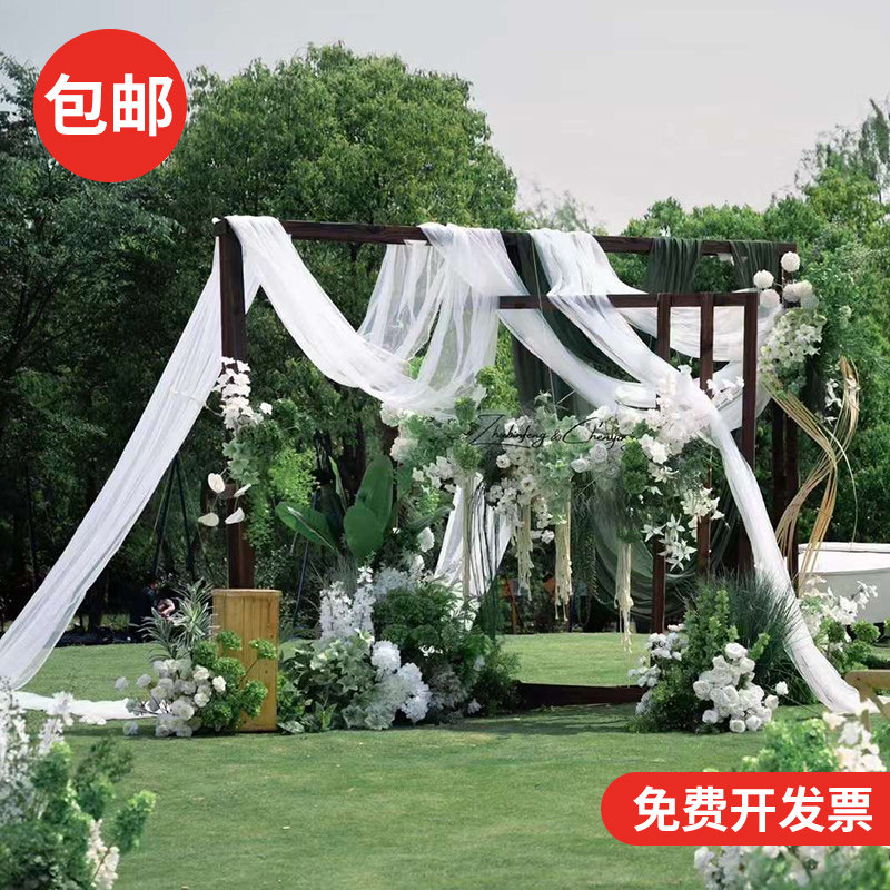 婚庆吊顶纱幔白色头纱仙女雾纱