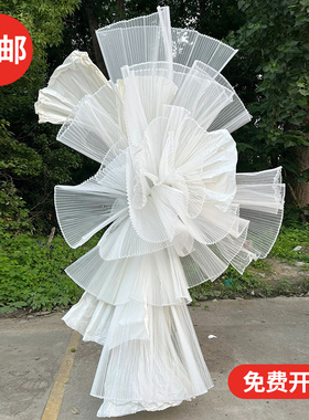 褶皱风琴纱硬网纱面料婚礼造型装饰手工diy材料设计师小皱布料