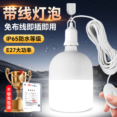 防水灯泡带开关线节能e27螺口悬挂式带插头插座超亮led户外照明灯
