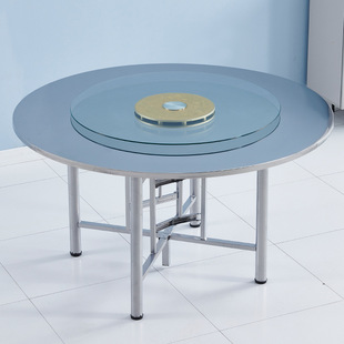 2026不锈钢圆桌折叠桌子家用转盘餐桌饭店食堂大排档流水席8-10人
