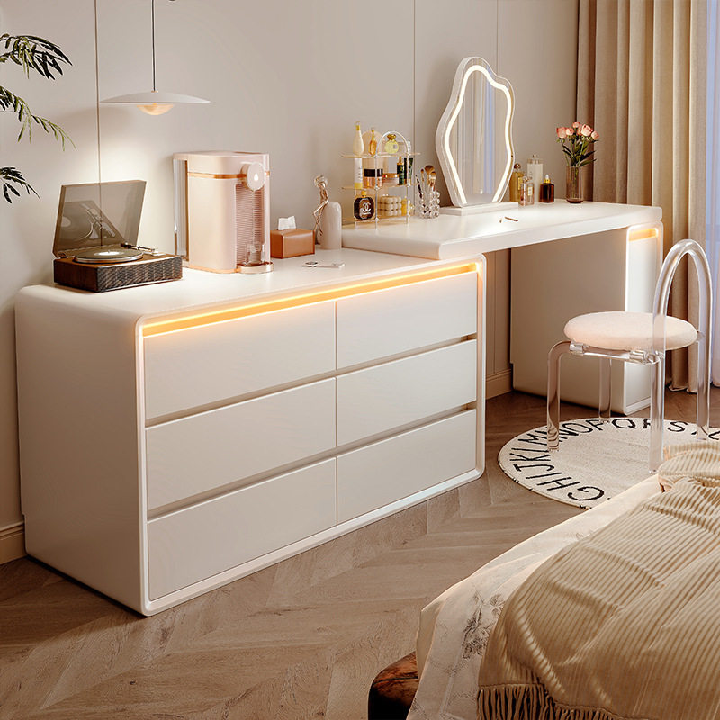 梳妆台斗柜一体卧室简约现代2024新款床尾收纳柜主卧实木化妆桌镜,电子元器件市场,电线扎带/束线带,淘宝优惠券,粉丝福利购,淘宝优惠卷
