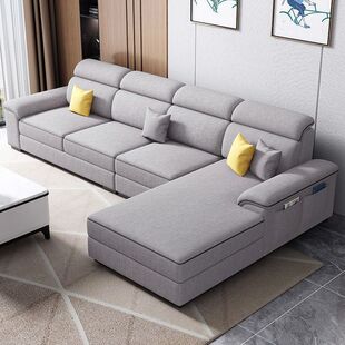 2026北欧现代简约沙发客厅大小户型棉麻布可拆洗贵妃组合布艺沙发