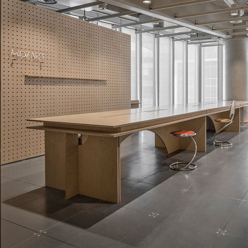 北欧实木办公桌设计师长条大型工作台原木会议桌客厅创意餐桌饭桌